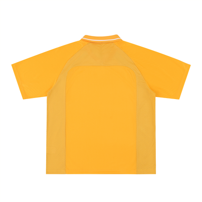 Unisex Striped V-Neck Soccer Jersey in yellow, alternate angle