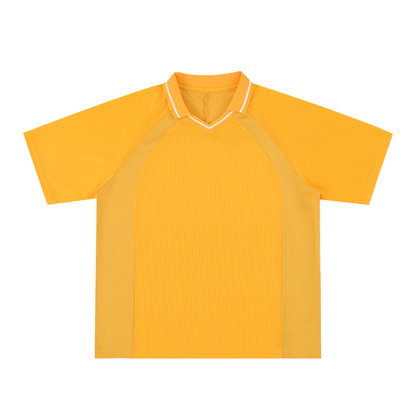 Unisex Striped V-Neck Soccer Jersey in yellow