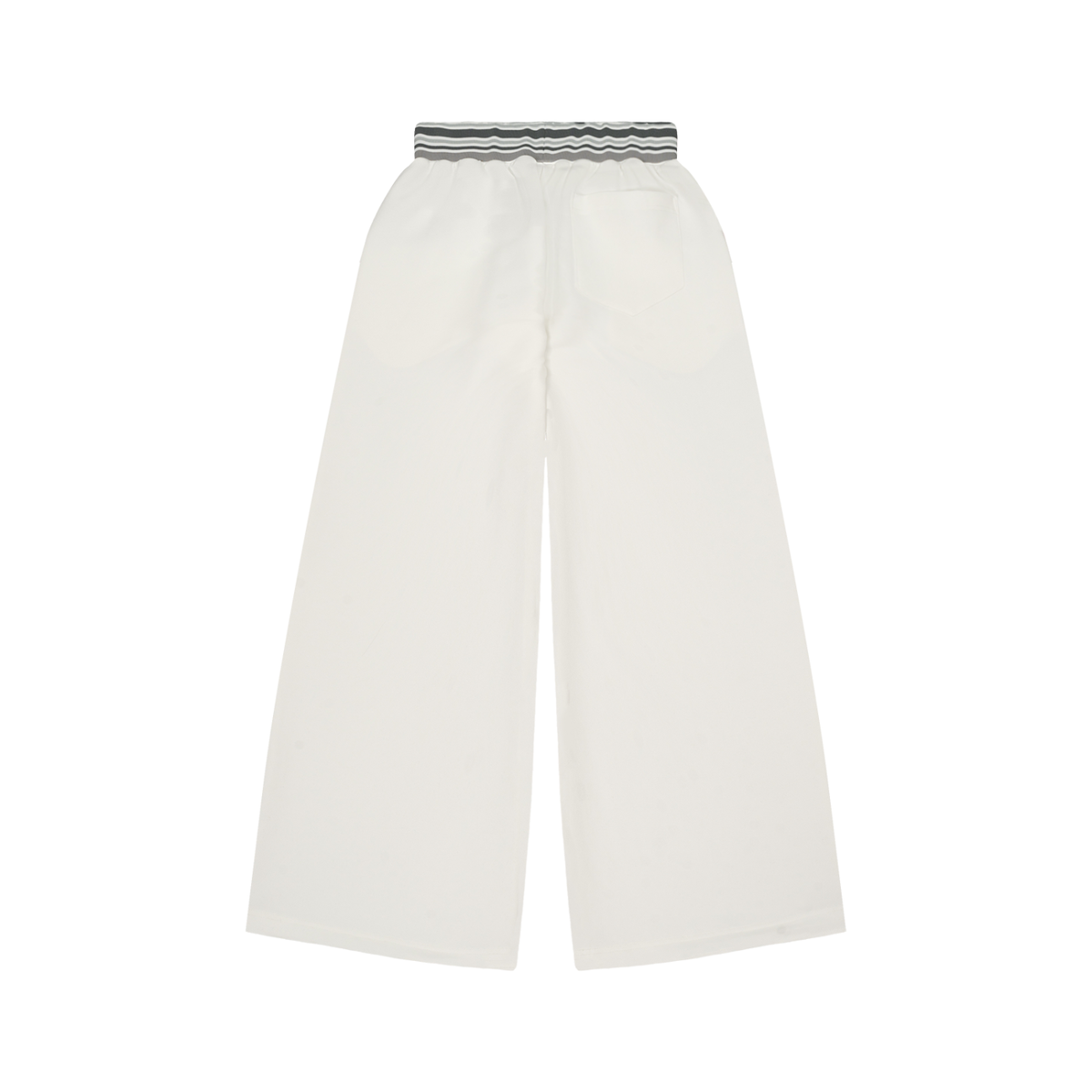 Unisex Striped Waist Wide Leg Pants in white, alternate angle