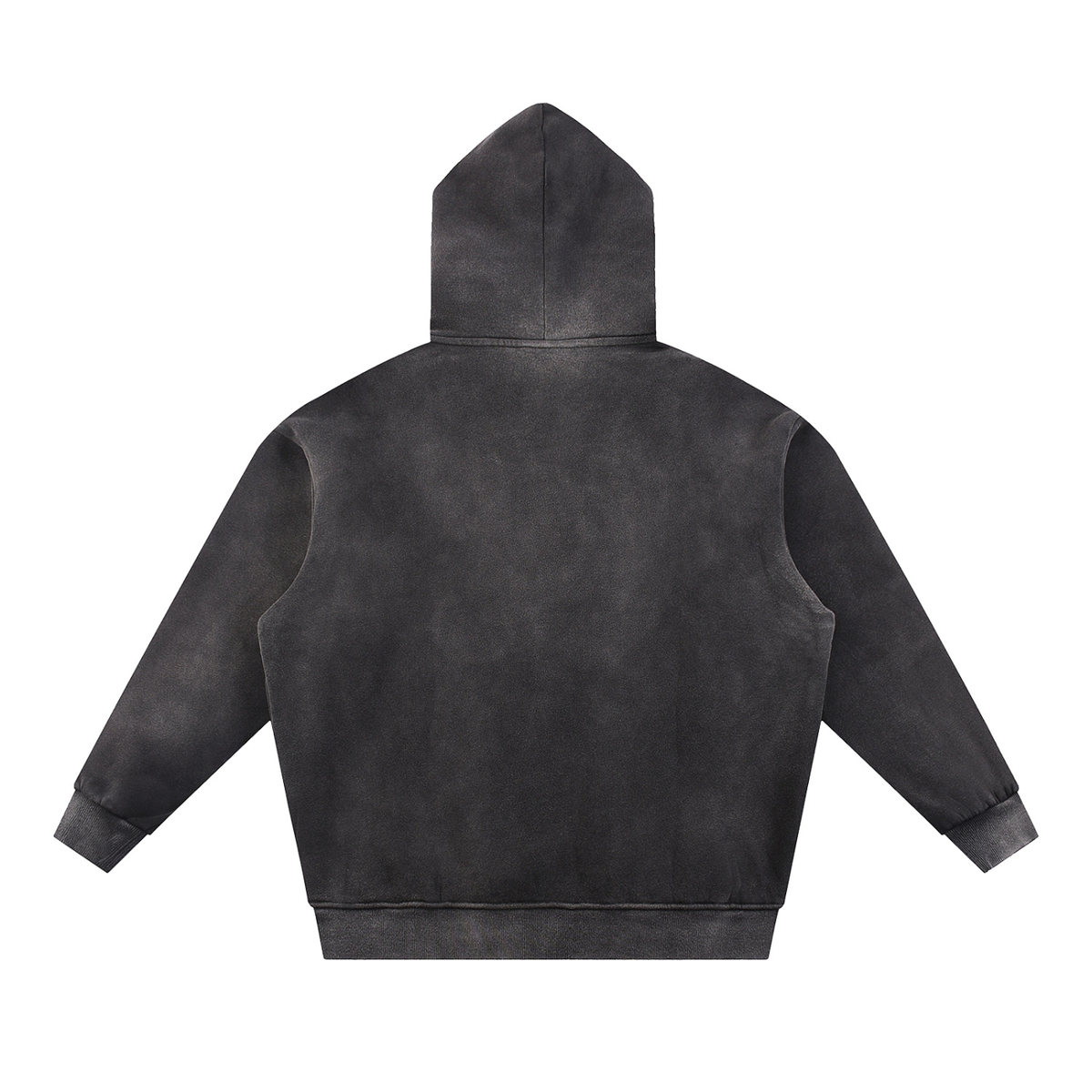 Unisex Sun Fade Contrast Tape Fleece Hoodie in black, alternate angle
