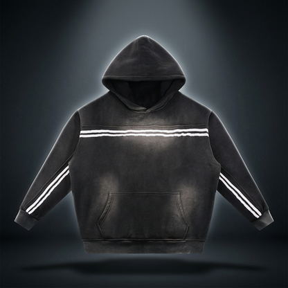 Unisex Sun Fade Contrast Tape Fleece Hoodie
