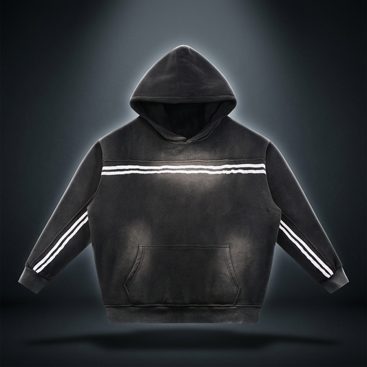 Unisex Sun Fade Contrast Tape Fleece Hoodie