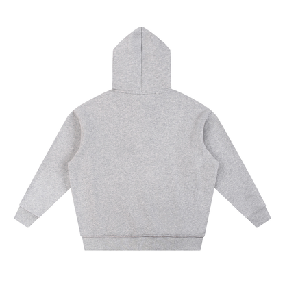 Unisex Sun Fade Contrast Tape Fleece Hoodie in flower gray, alternate angle