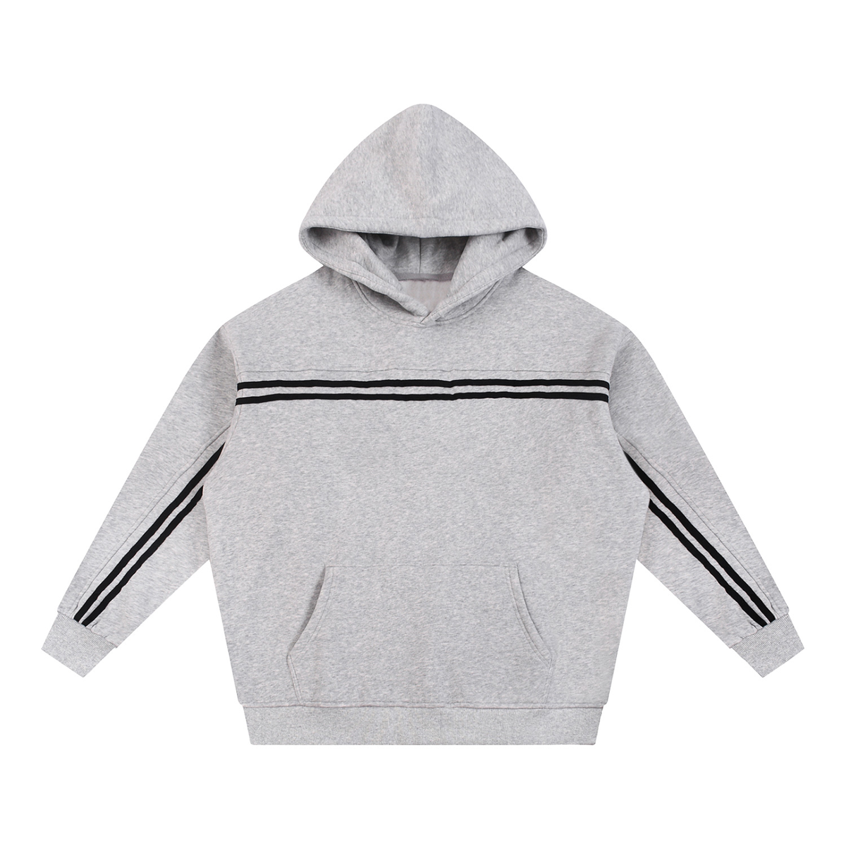 Unisex Sun Fade Contrast Tape Fleece Hoodie in flower gray