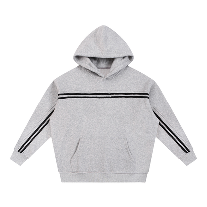 Unisex Sun Fade Contrast Tape Fleece Hoodie in flower gray