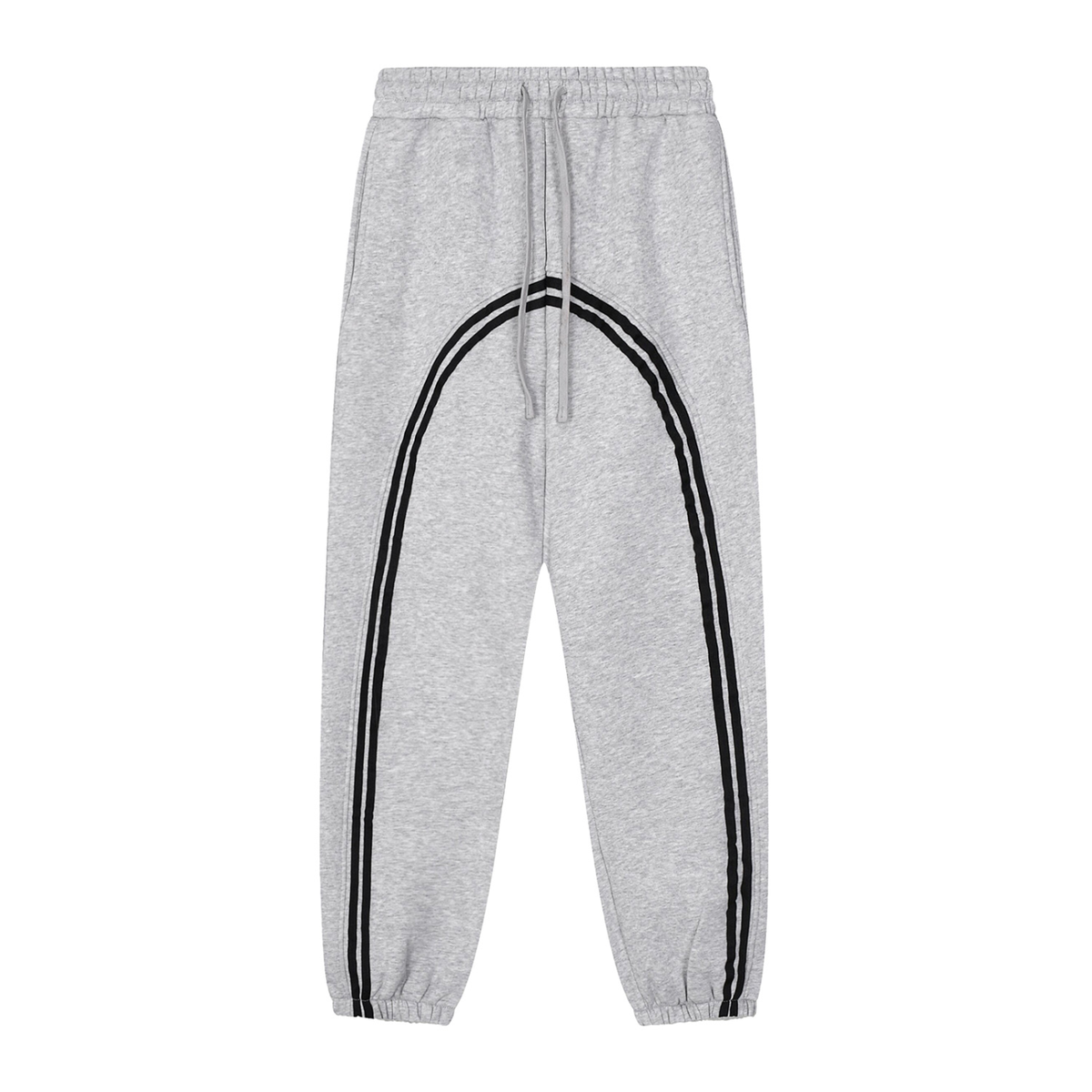 Unisex Sun Fade Contrast Tape Fleece Jogged Sweatpants in flower gray