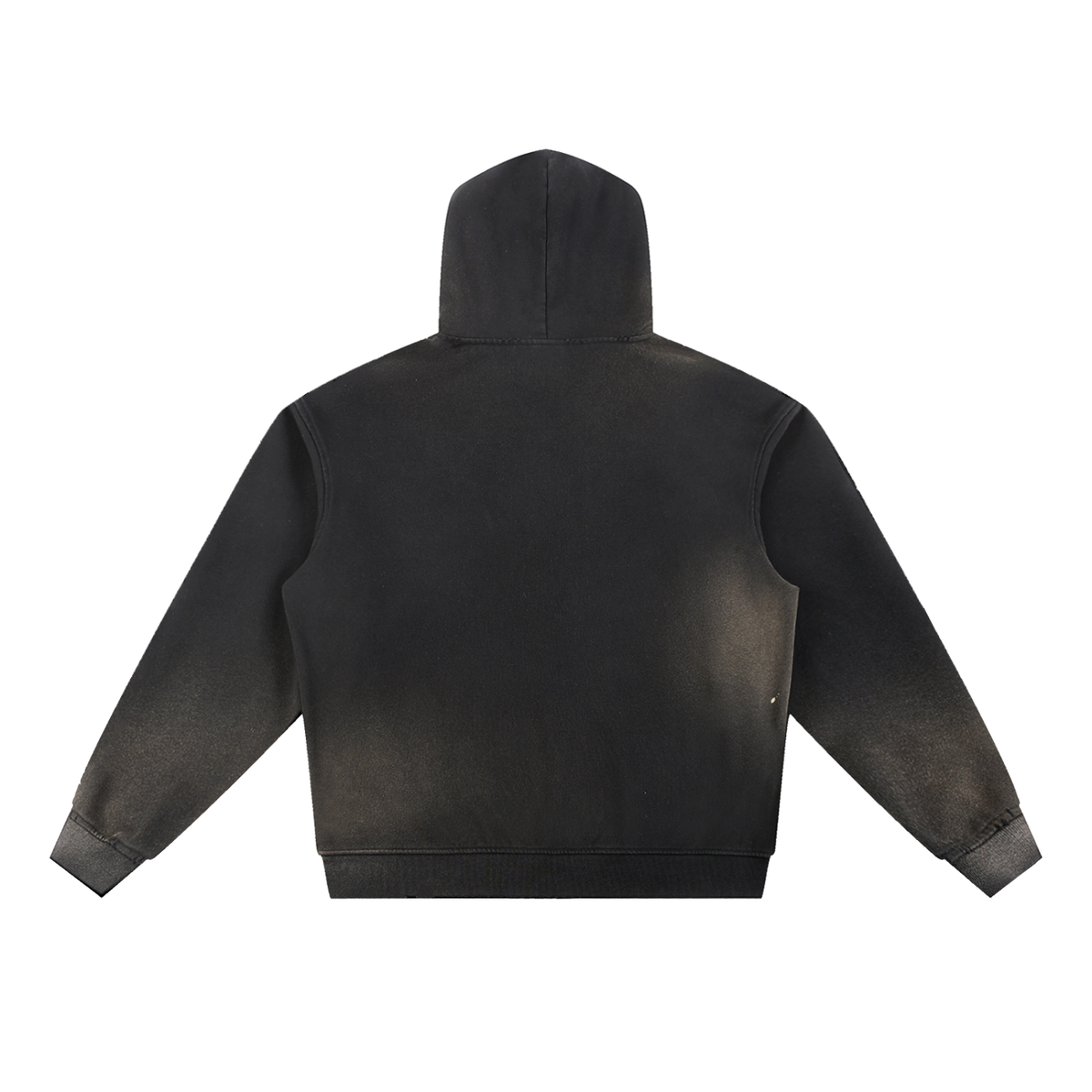 Unisex Sun Fade Frayed Fleece Hoodie in black, alternate angle