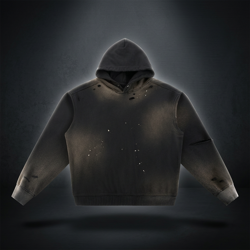 Unisex Sun Fade Frayed Fleece Hoodie