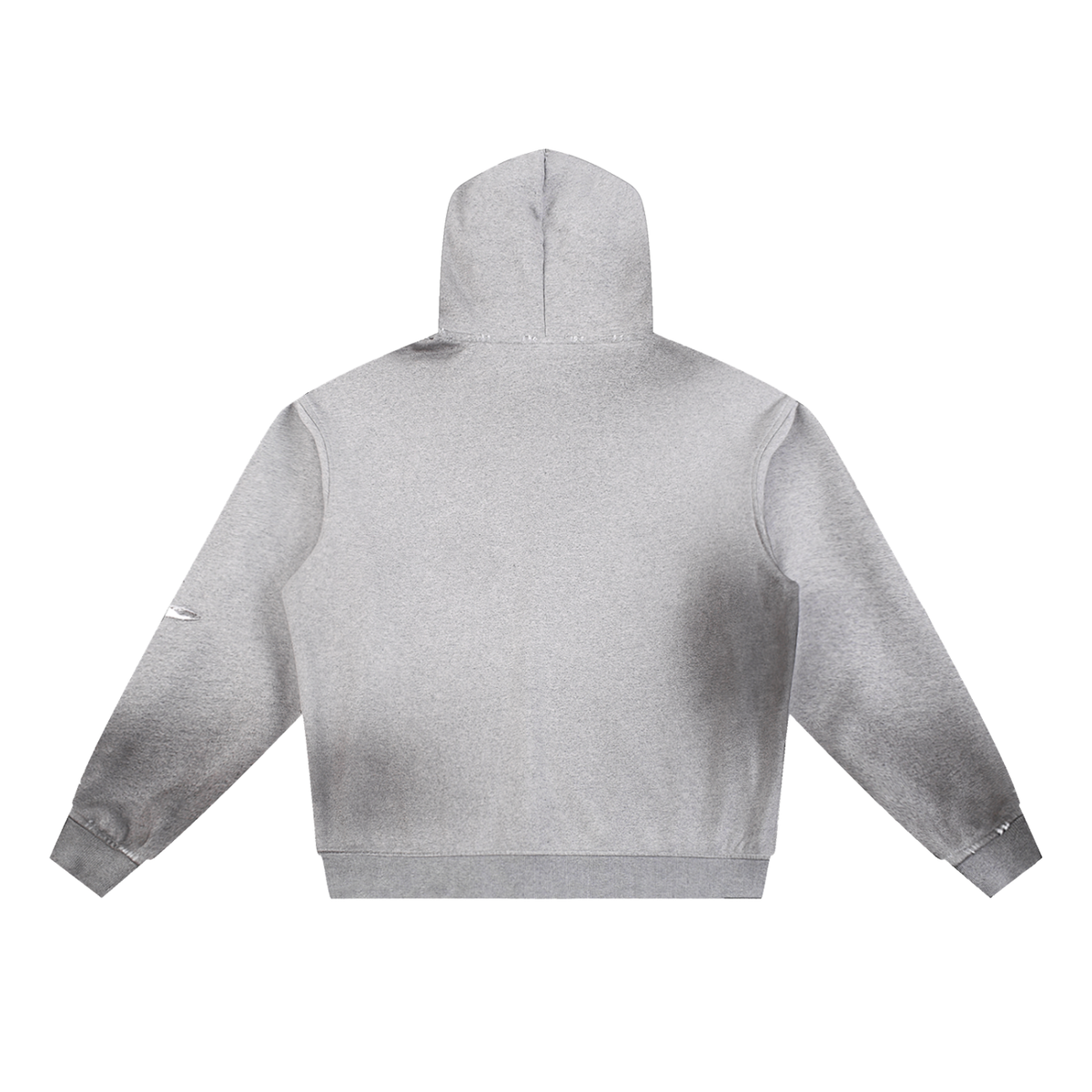 Unisex Sun Fade Frayed Fleece Hoodie in flower gray, alternate angle