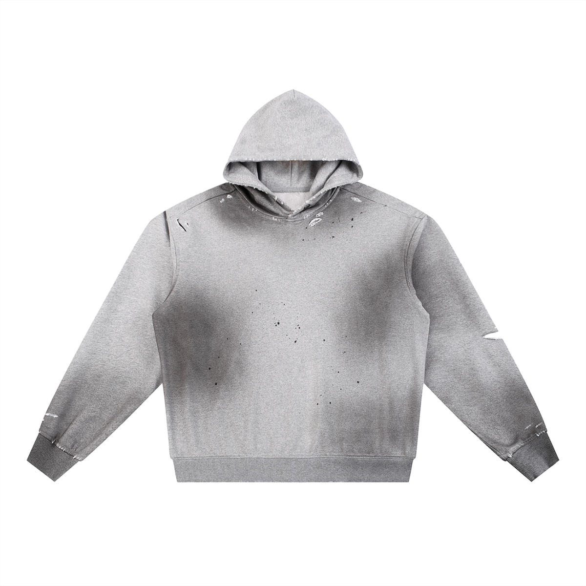Unisex Sun Fade Frayed Fleece Hoodie in flower gray