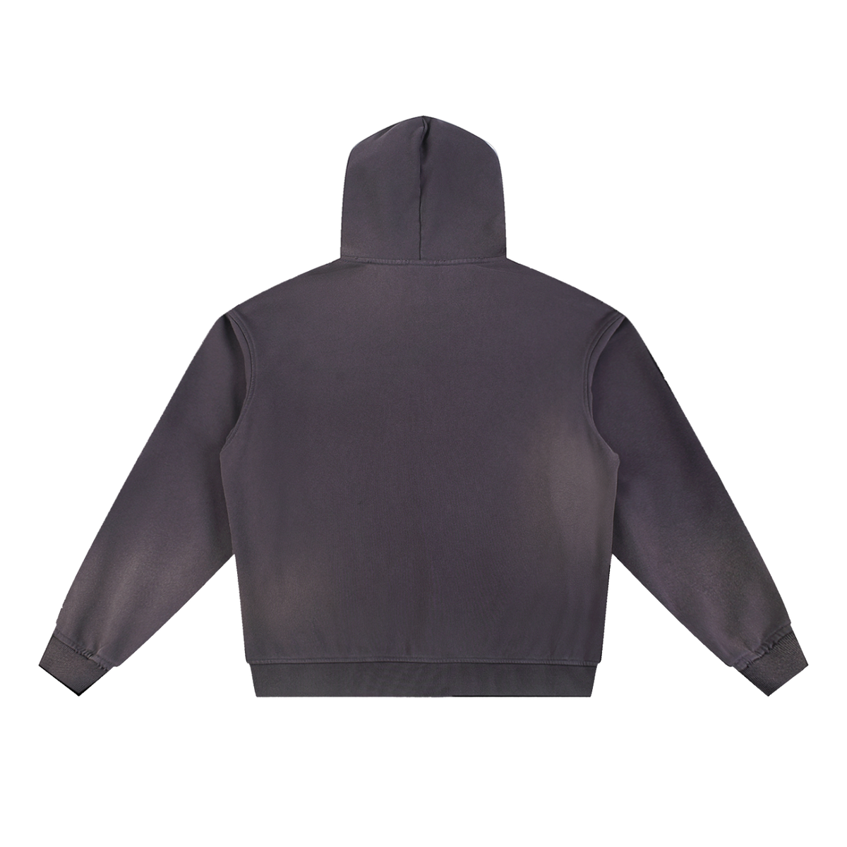 Unisex Sun Fade Frayed Fleece Hoodie in purple, alternate angle