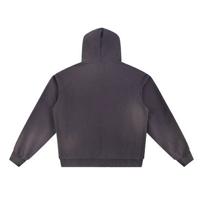 Unisex Sun Fade Frayed Fleece Hoodie in purple, alternate angle
