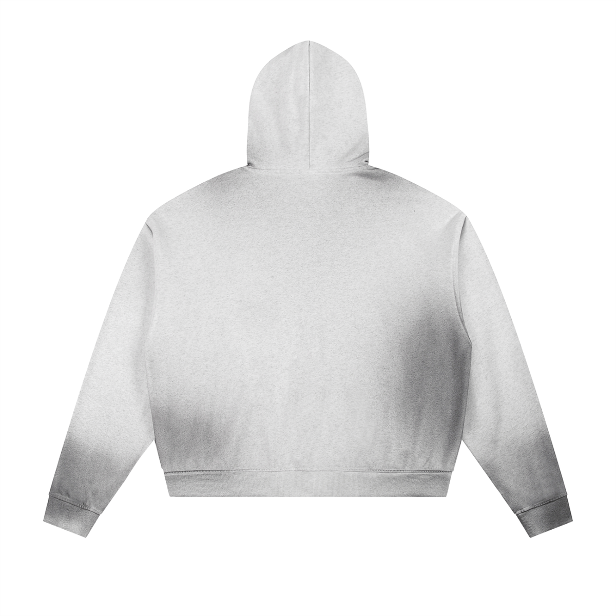Unisex Sun Fade Frayed Raw Edge Fleece Zip Hoodie in flower gray, alternate angle