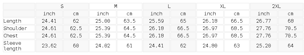 Size chart for the Unisex Sun Fade Frayed Raw Edge Fleece Zip Hoodie