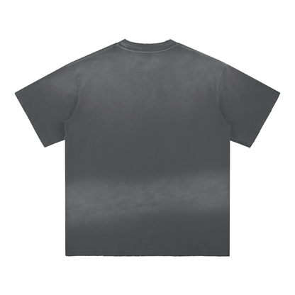 Unisex Sun Fade Hand-Frayed Cotton T-Shirt in dark gray, alternate angle