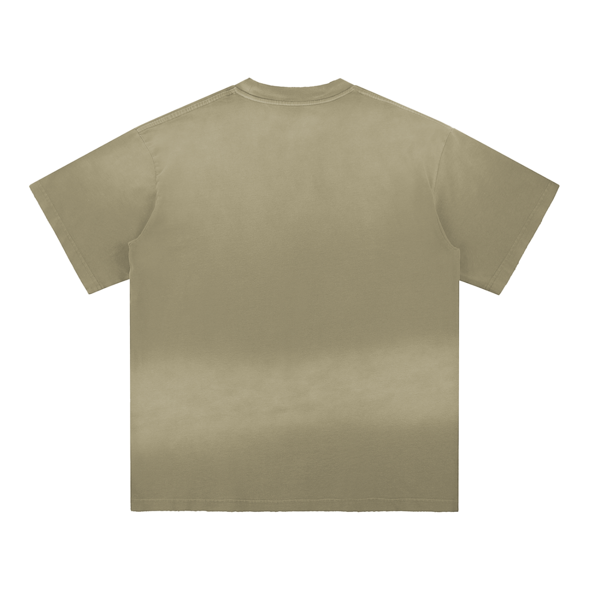 Unisex Sun Fade Hand-Frayed Cotton T-Shirt in khaki, alternate angle