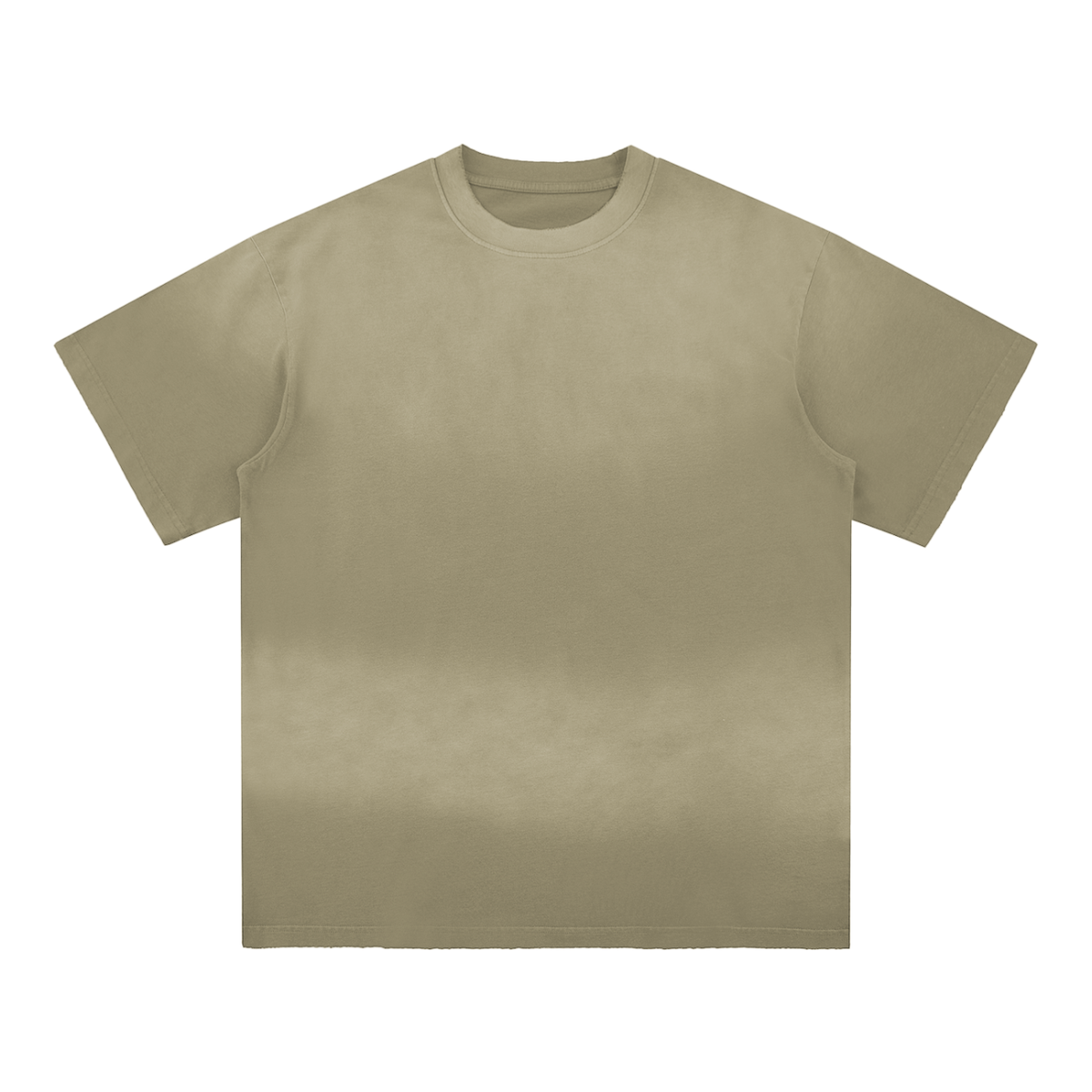Unisex Sun Fade Hand-Frayed Cotton T-Shirt in khaki