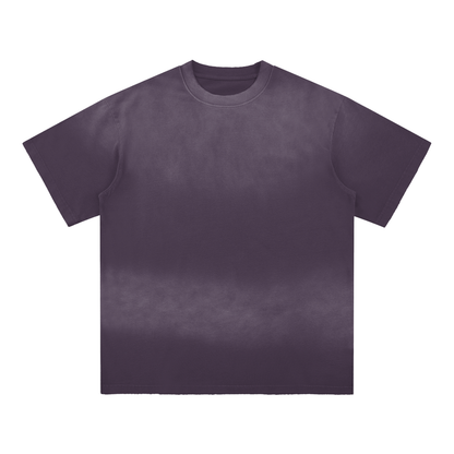 Unisex Sun Fade Hand-Frayed Cotton T-Shirt in purple