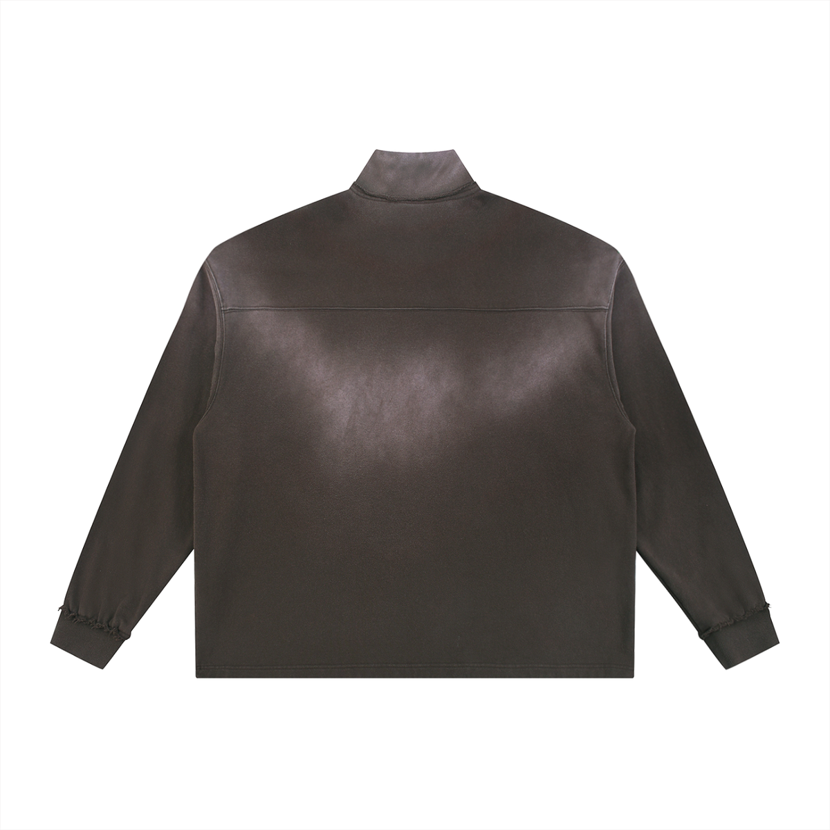 Unisex Sun Fade Raw Edge Quarter-Zip Sweatshirt in brown, alternate angle
