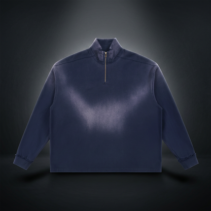 Unisex Sun Fade Raw Edge Quarter-Zip Sweatshirt