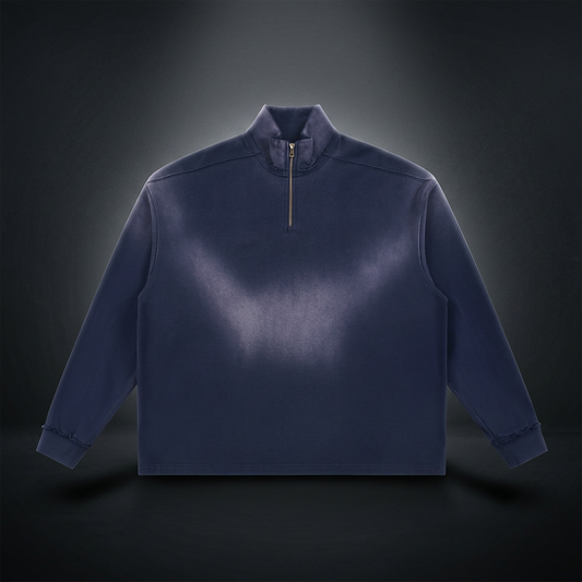 Unisex Sun Fade Raw Edge Quarter-Zip Sweatshirt