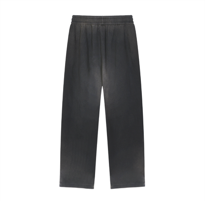 Unisex Sun Fade Raw Edge Straight-Leg Sweatpants in black, alternate angle
