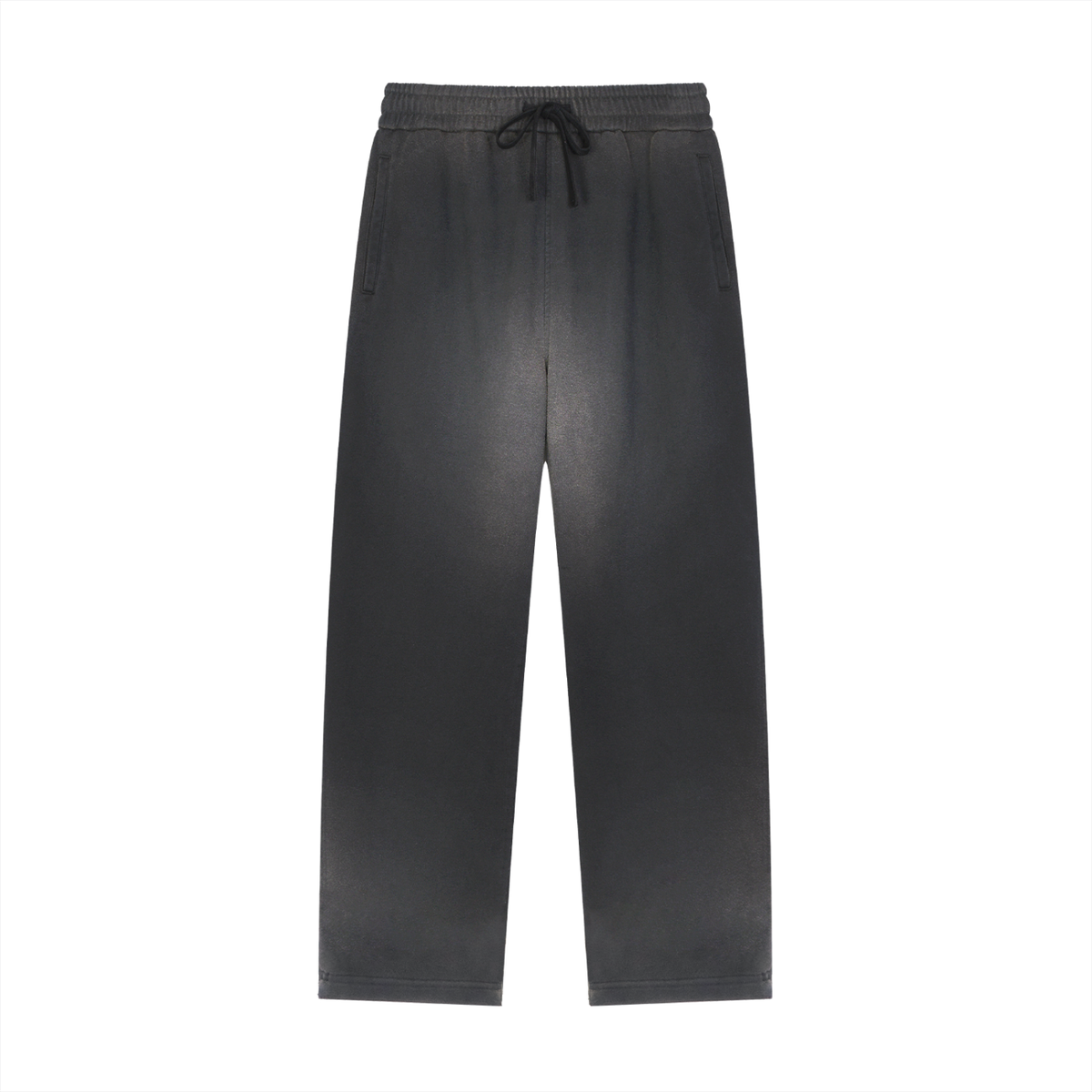 Unisex Sun Fade Raw Edge Straight-Leg Sweatpants in black