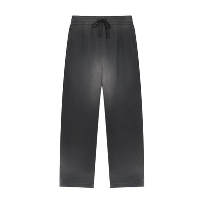Unisex Sun Fade Raw Edge Straight-Leg Sweatpants in black