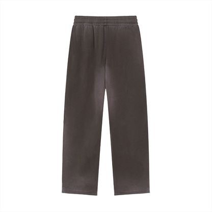 Unisex Sun Fade Raw Edge Straight-Leg Sweatpants in brown, alternate angle