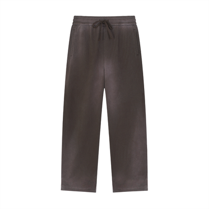 Unisex Sun Fade Raw Edge Straight-Leg Sweatpants in brown