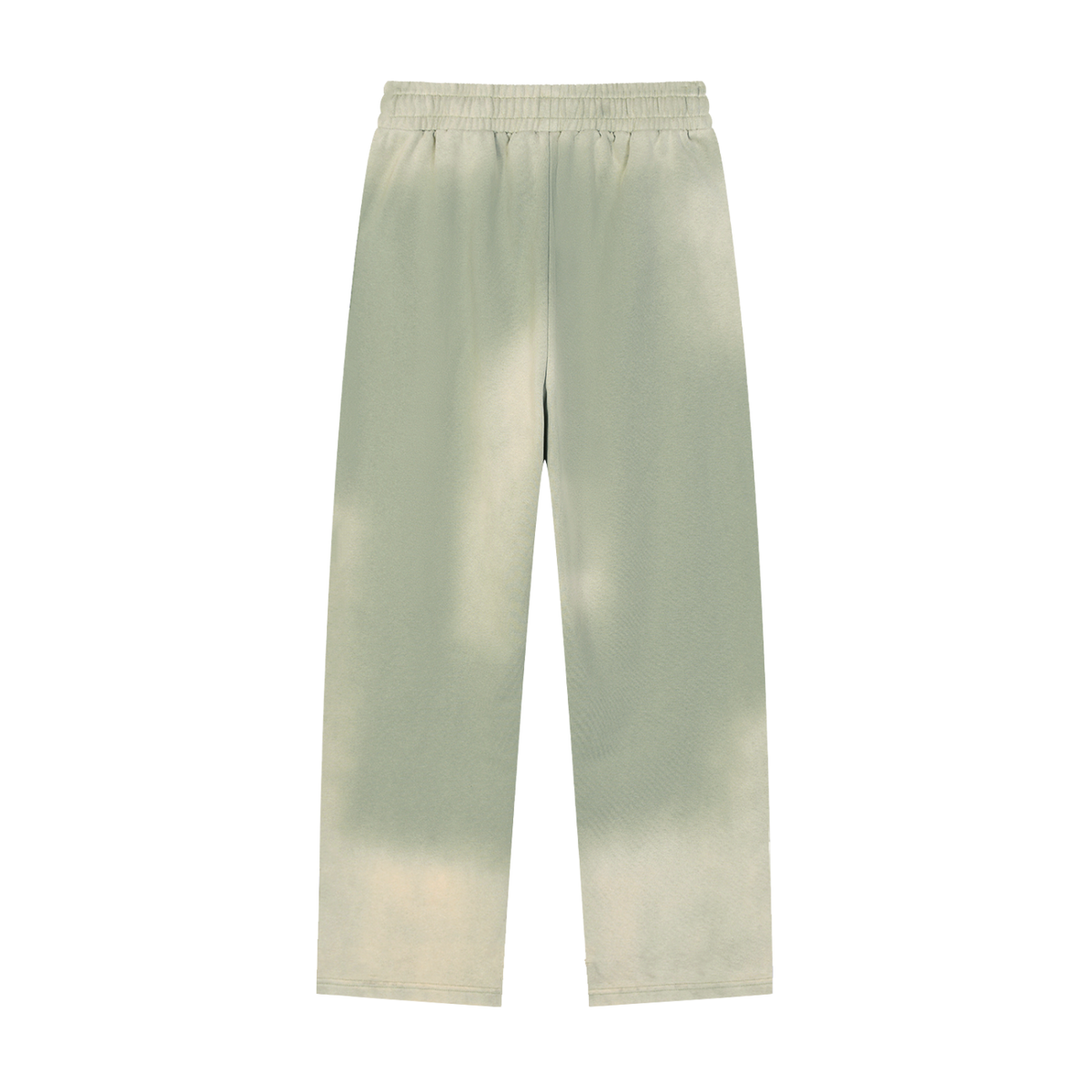 Unisex Sun Fade Raw Edge Straight-Leg Sweatpants in gray green, alternate angle