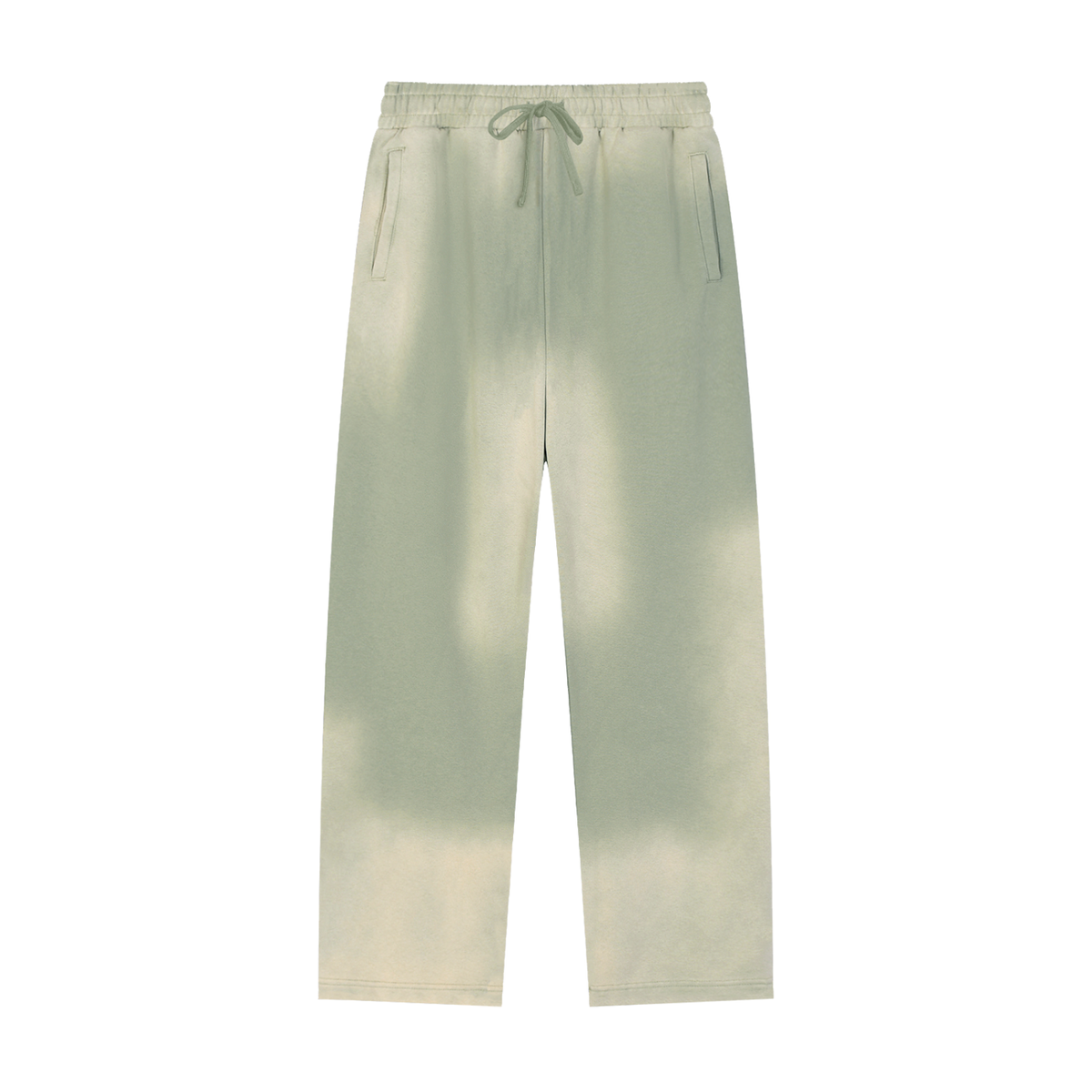 Unisex Sun Fade Raw Edge Straight-Leg Sweatpants in gray green