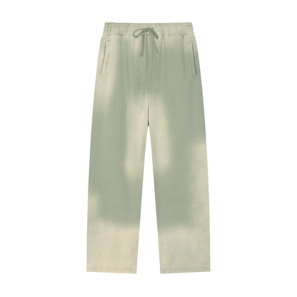 Unisex Sun Fade Raw Edge Straight-Leg Sweatpants in gray green