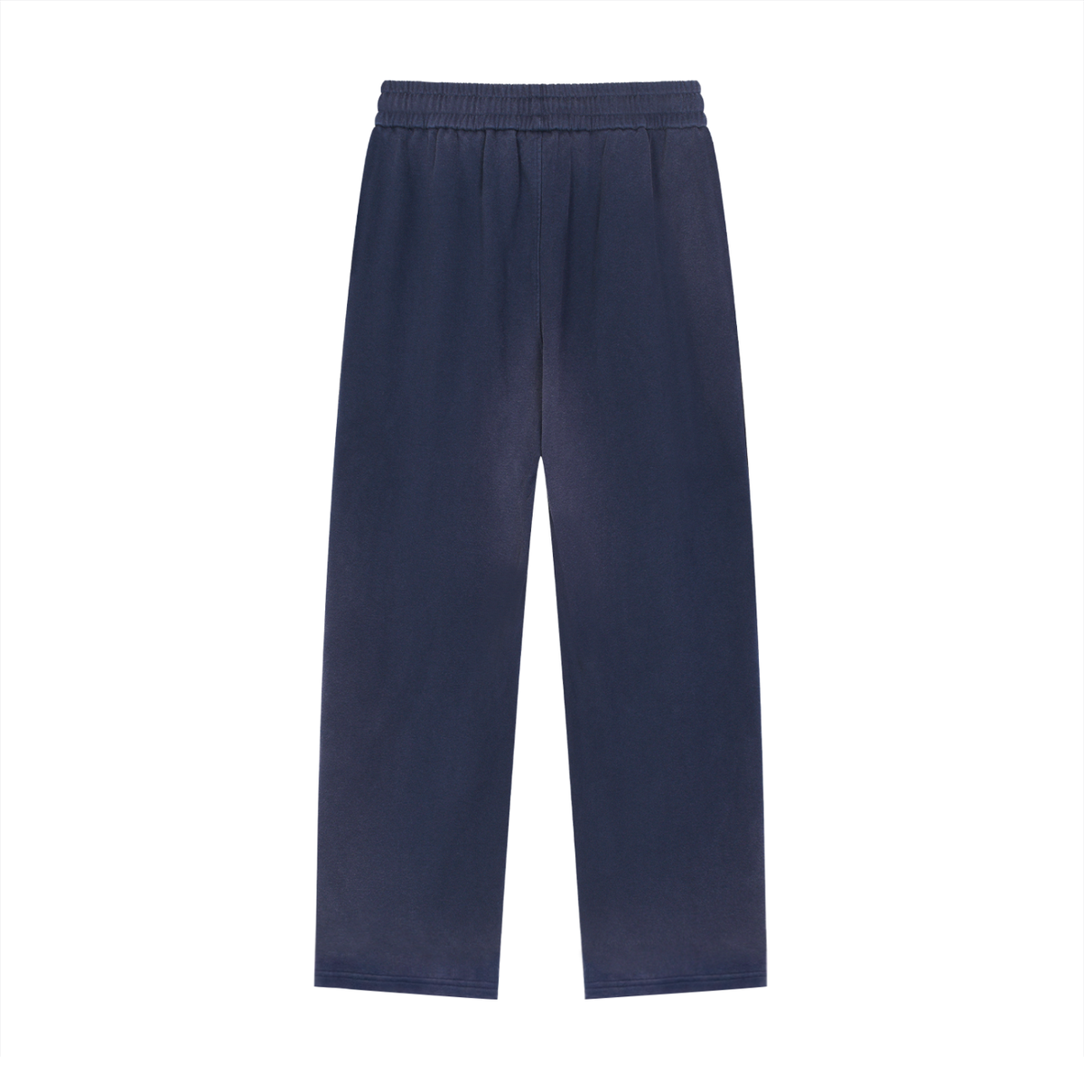 Unisex Sun Fade Raw Edge Straight-Leg Sweatpants in navy blue, alternate angle