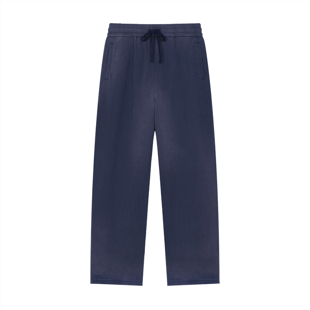 Unisex Sun Fade Raw Edge Straight-Leg Sweatpants in navy blue
