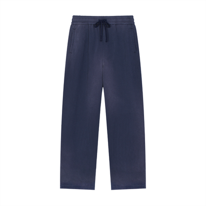 Unisex Sun Fade Raw Edge Straight-Leg Sweatpants in navy blue