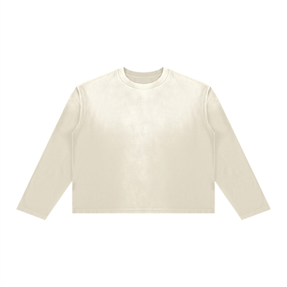 Unisex Sunfade Boxy Long Sleeve T-Shirt in apricot