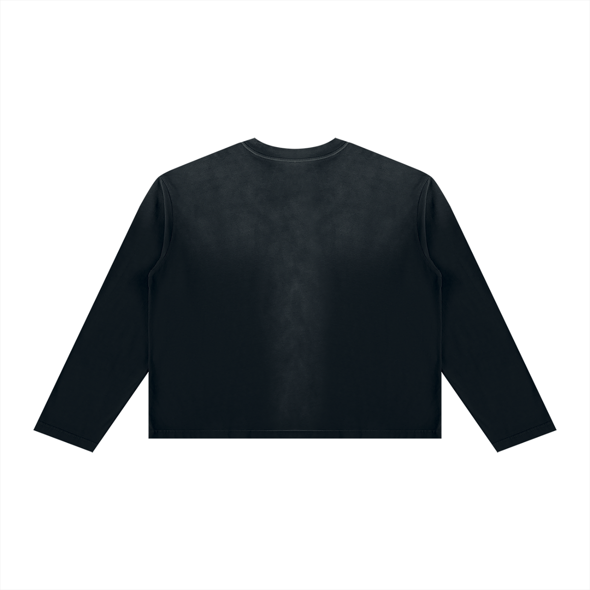 Unisex Sunfade Boxy Long Sleeve T-Shirt in black, alternate angle