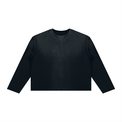 Unisex Sunfade Boxy Long Sleeve T-Shirt in black