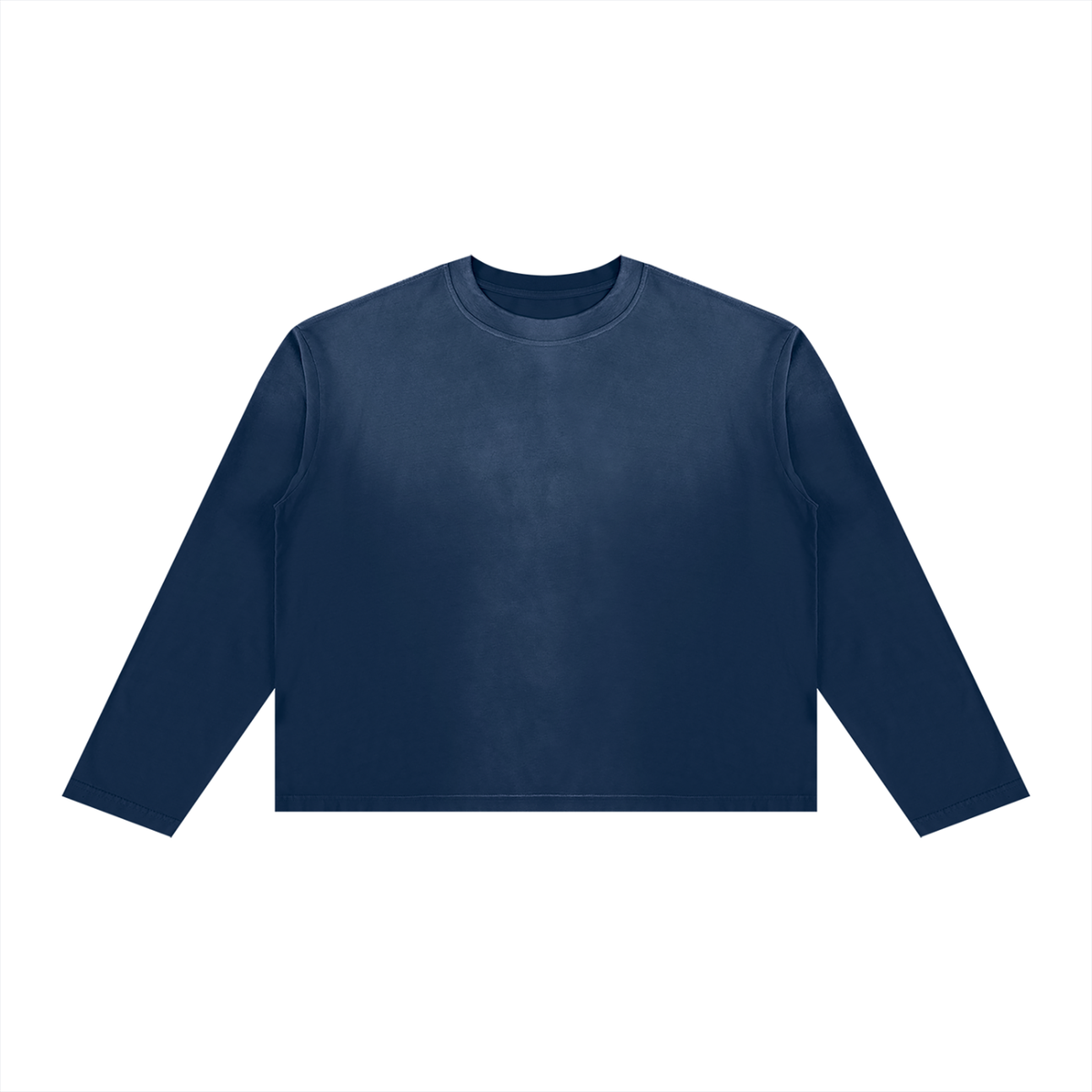 Unisex Sunfade Boxy Long Sleeve T-Shirt in navy blue
