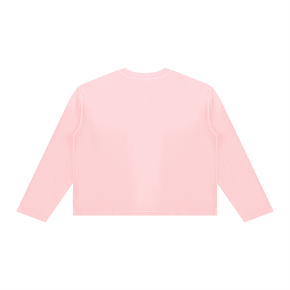 Unisex Sunfade Boxy Long Sleeve T-Shirt in pink, alternate angle