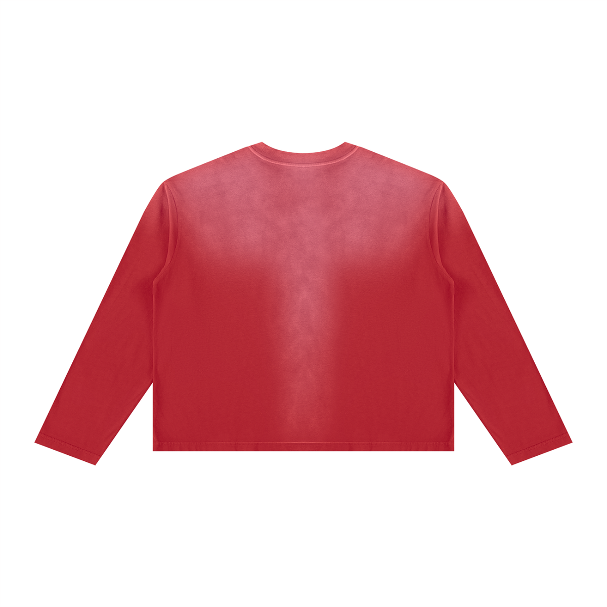 Unisex Sunfade Boxy Long Sleeve T-Shirt in red, alternate angle