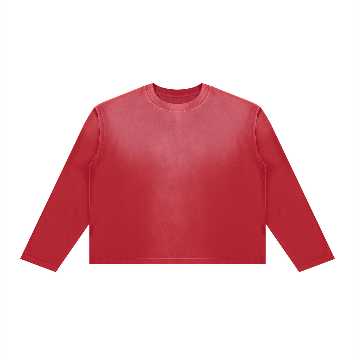 Unisex Sunfade Boxy Long Sleeve T-Shirt in red