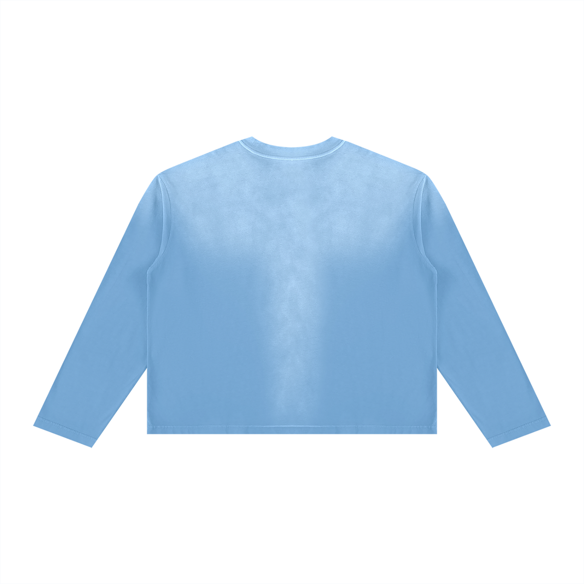 Unisex Sunfade Boxy Long Sleeve T-Shirt in sky blue, alternate angle