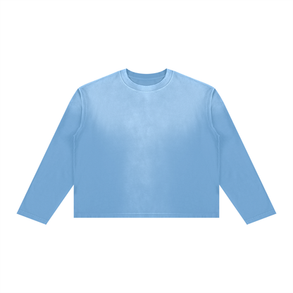 Unisex Sunfade Boxy Long Sleeve T-Shirt in sky blue