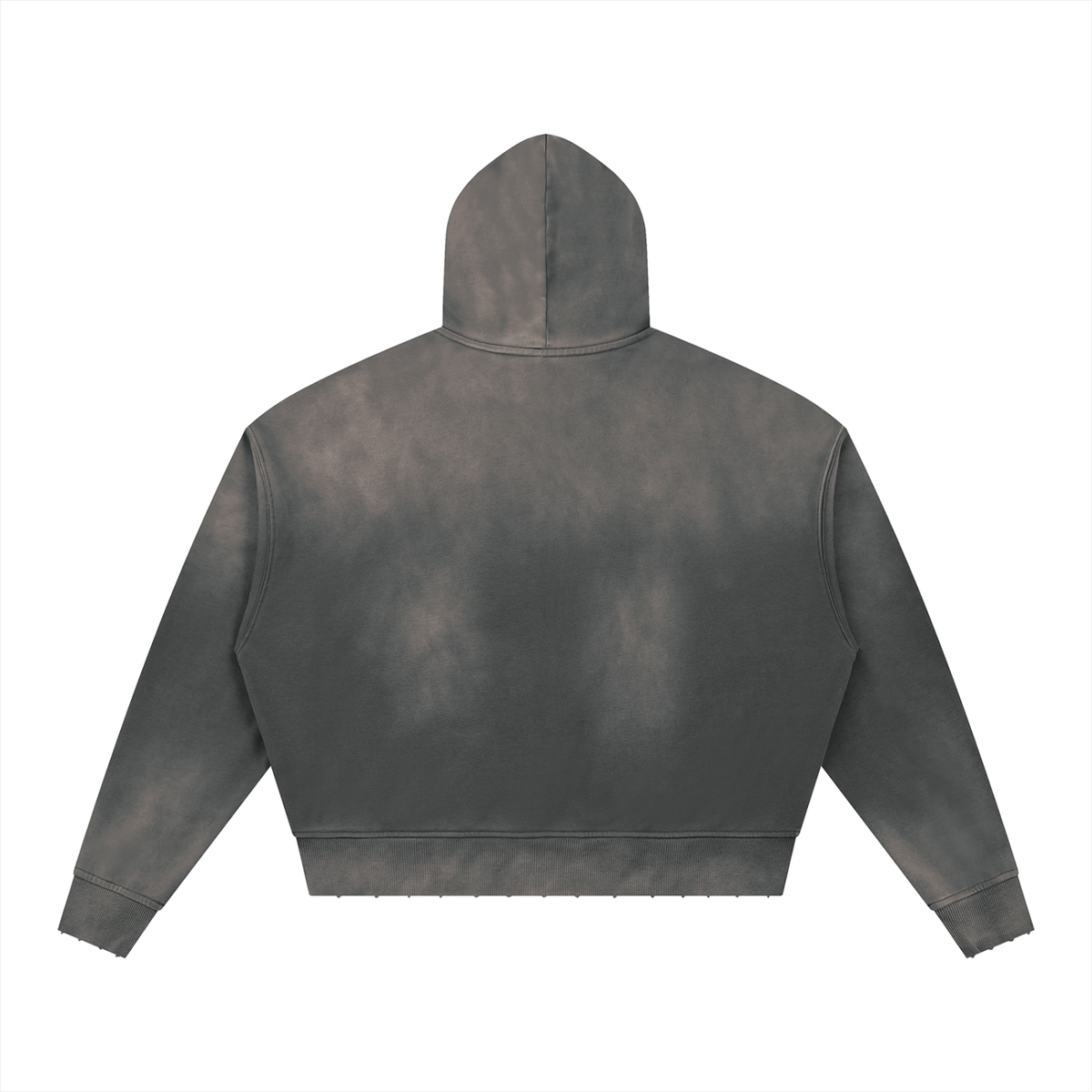 Unisex Sunfade Distressed Boxy Hoodie in dark gray, alternate angle