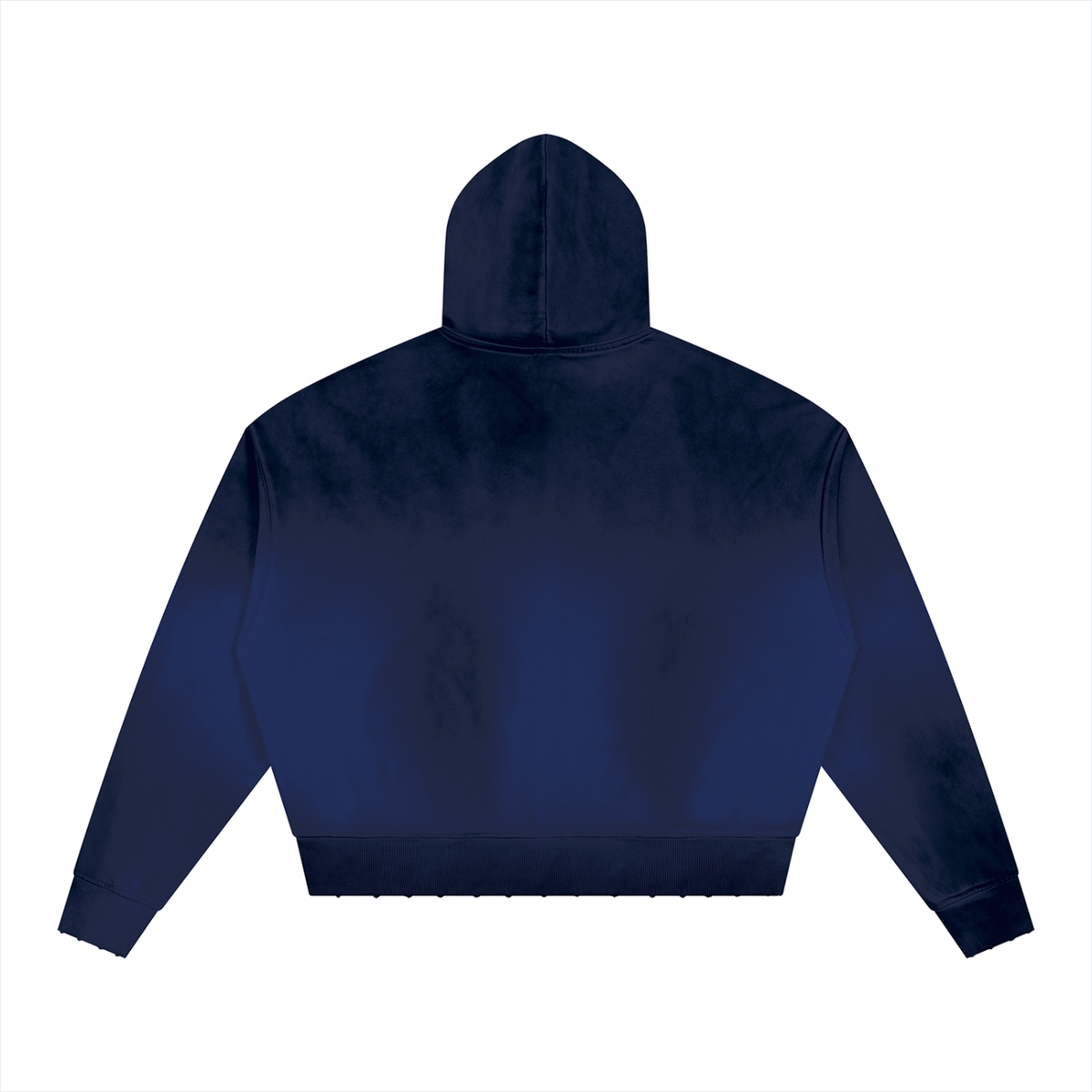 Unisex Sunfade Distressed Boxy Hoodie in royal blue, alternate angle