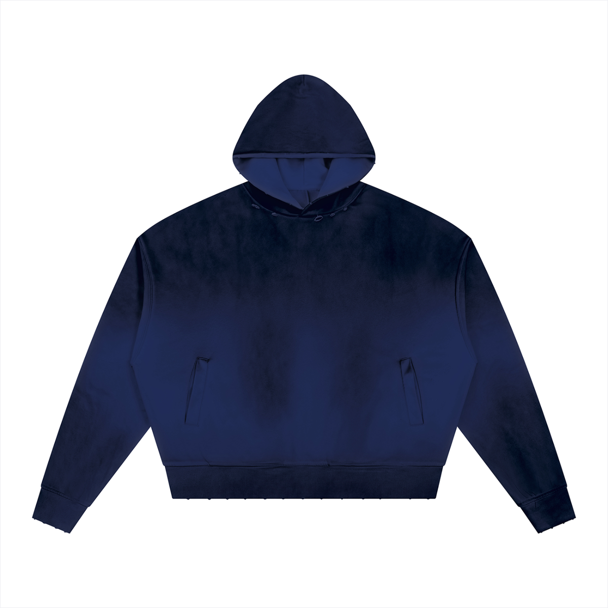 Unisex Sunfade Distressed Boxy Hoodie in royal blue