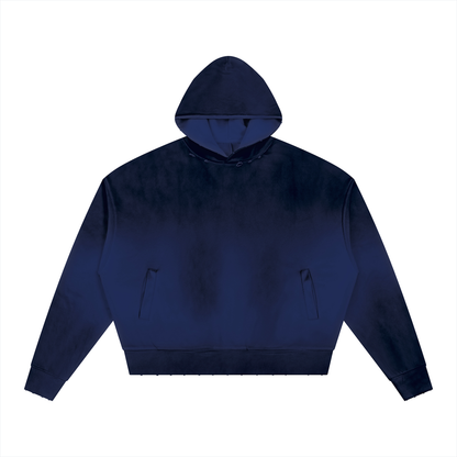 Unisex Sunfade Distressed Boxy Hoodie in royal blue