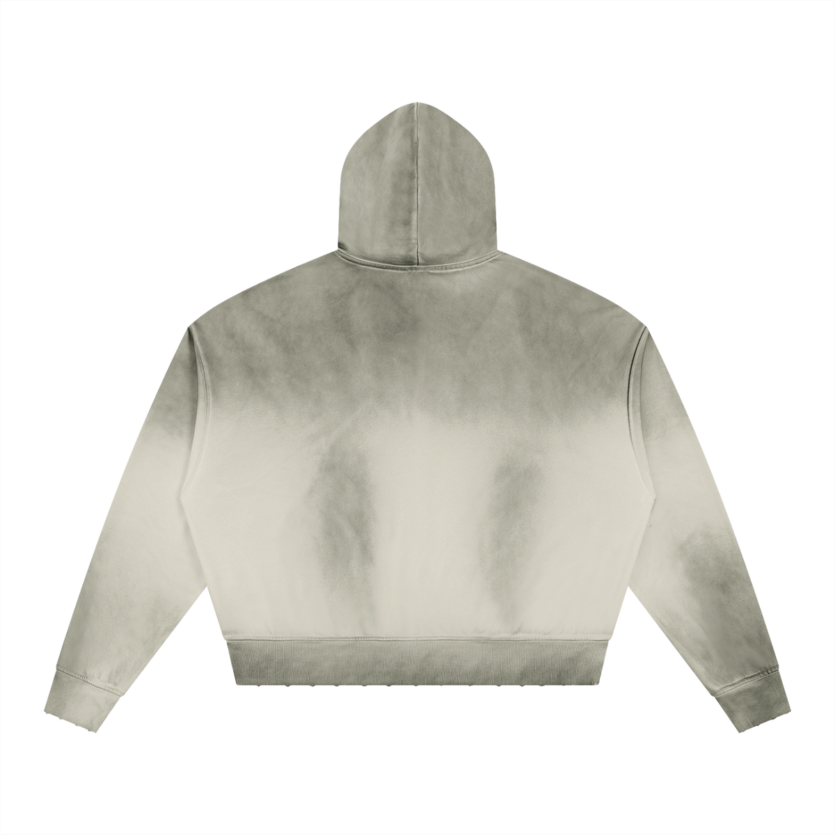 Unisex Sunfade Distressed Boxy Hoodie in white gray, alternate angle